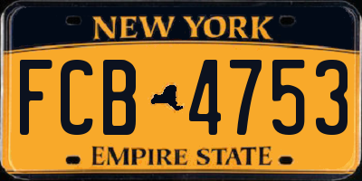NY license plate FCB4753