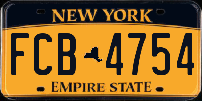 NY license plate FCB4754