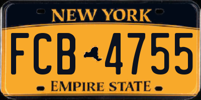 NY license plate FCB4755