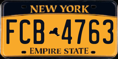 NY license plate FCB4763