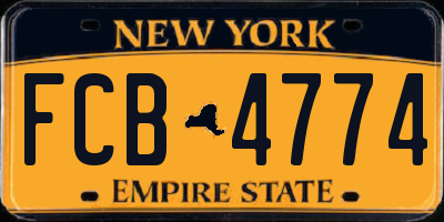 NY license plate FCB4774