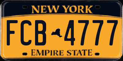 NY license plate FCB4777