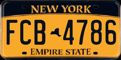 NY license plate FCB4786