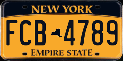 NY license plate FCB4789