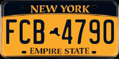 NY license plate FCB4790