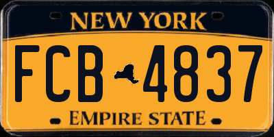 NY license plate FCB4837
