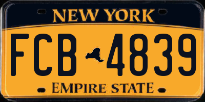 NY license plate FCB4839