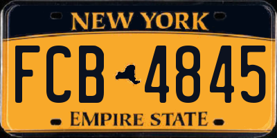 NY license plate FCB4845