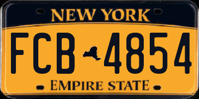 NY license plate FCB4854