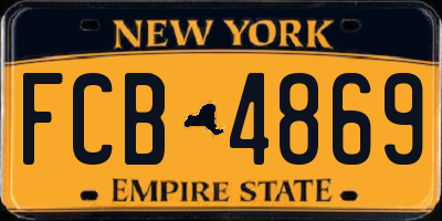 NY license plate FCB4869