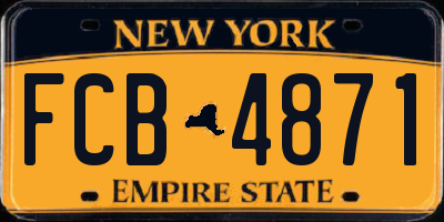 NY license plate FCB4871
