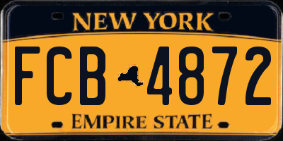 NY license plate FCB4872