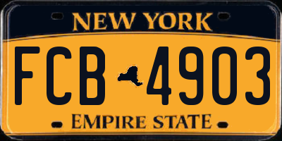 NY license plate FCB4903