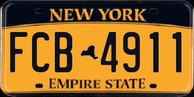 NY license plate FCB4911