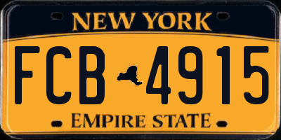 NY license plate FCB4915