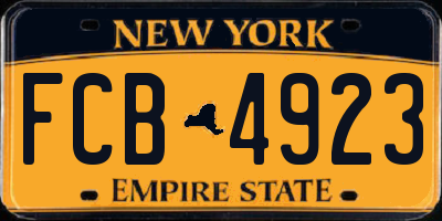 NY license plate FCB4923