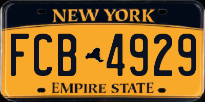NY license plate FCB4929