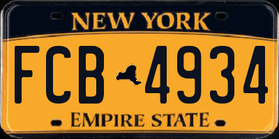 NY license plate FCB4934