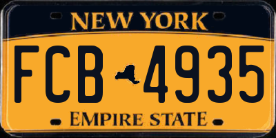 NY license plate FCB4935