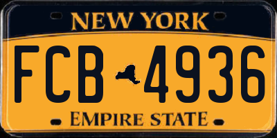 NY license plate FCB4936