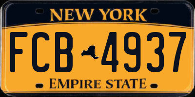 NY license plate FCB4937