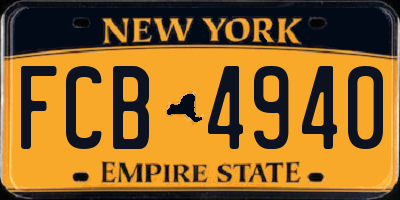 NY license plate FCB4940