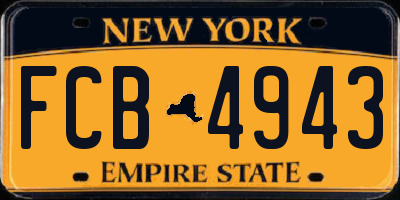 NY license plate FCB4943