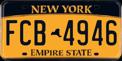 NY license plate FCB4946
