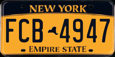 NY license plate FCB4947