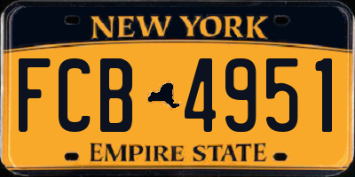 NY license plate FCB4951