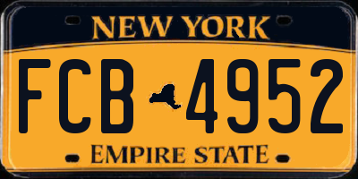 NY license plate FCB4952