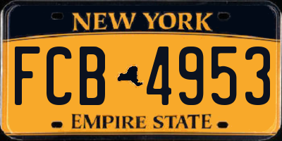 NY license plate FCB4953