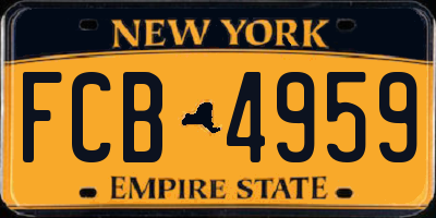 NY license plate FCB4959