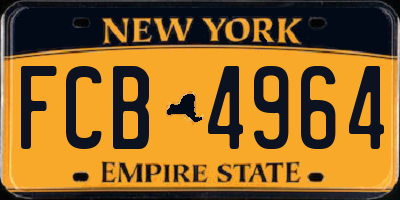 NY license plate FCB4964