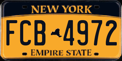 NY license plate FCB4972