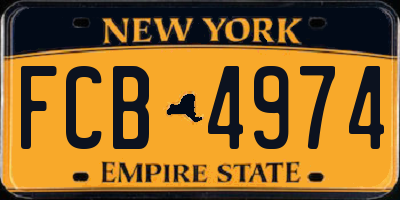 NY license plate FCB4974
