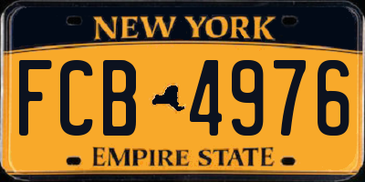 NY license plate FCB4976