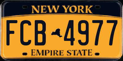 NY license plate FCB4977