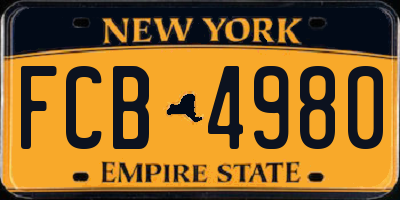 NY license plate FCB4980
