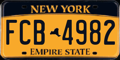 NY license plate FCB4982