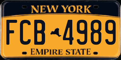 NY license plate FCB4989