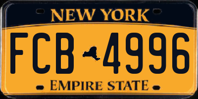 NY license plate FCB4996