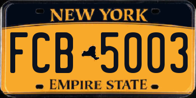 NY license plate FCB5003