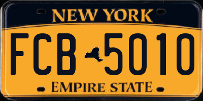 NY license plate FCB5010