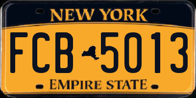 NY license plate FCB5013