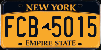 NY license plate FCB5015