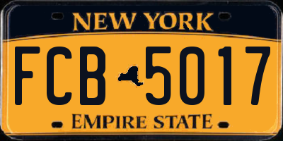 NY license plate FCB5017