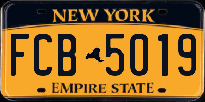 NY license plate FCB5019