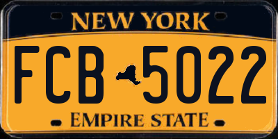 NY license plate FCB5022