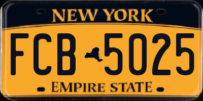 NY license plate FCB5025